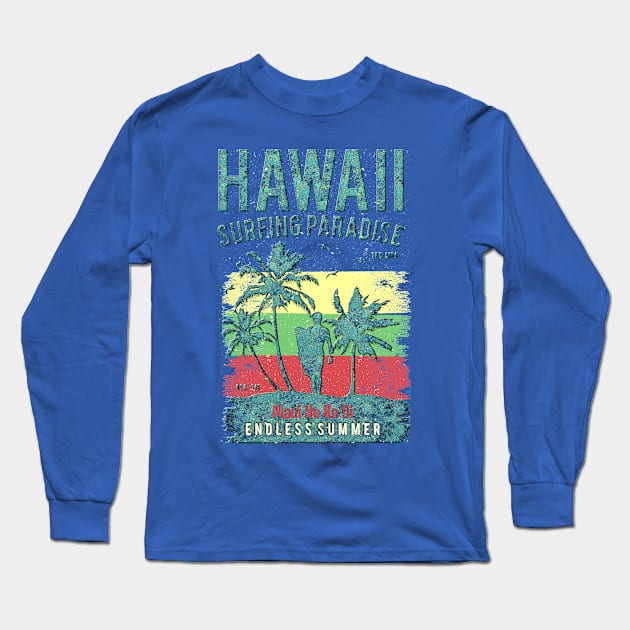 Hawaii Surfing Paradise Long Sleeve T-Shirt by Aloha Designs